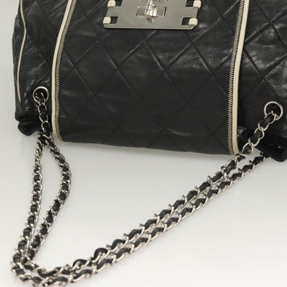Chanel Mademoiselle, Black, Leather, shoulder