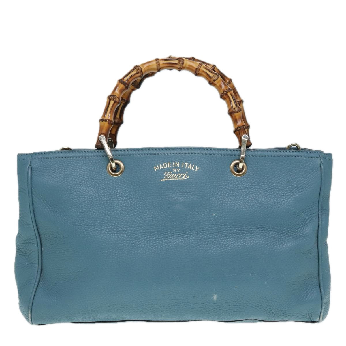 Gucci Bamboo, Blue, Leather, handbag