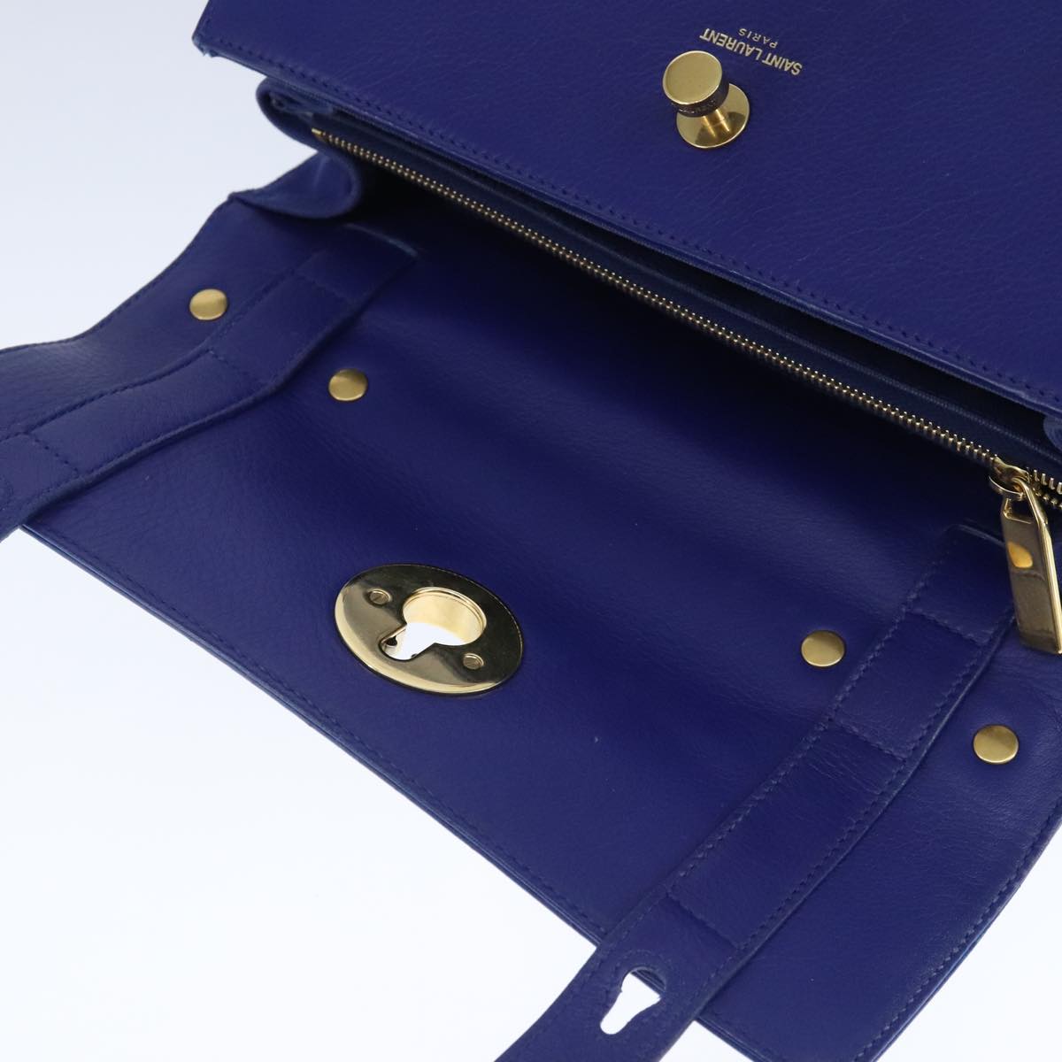 Yves Saint Laurent Muse Two, Blue, Leather, handbag