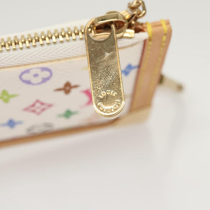 Louis Vuitton Pochette Clés, White, Canvas, wallet