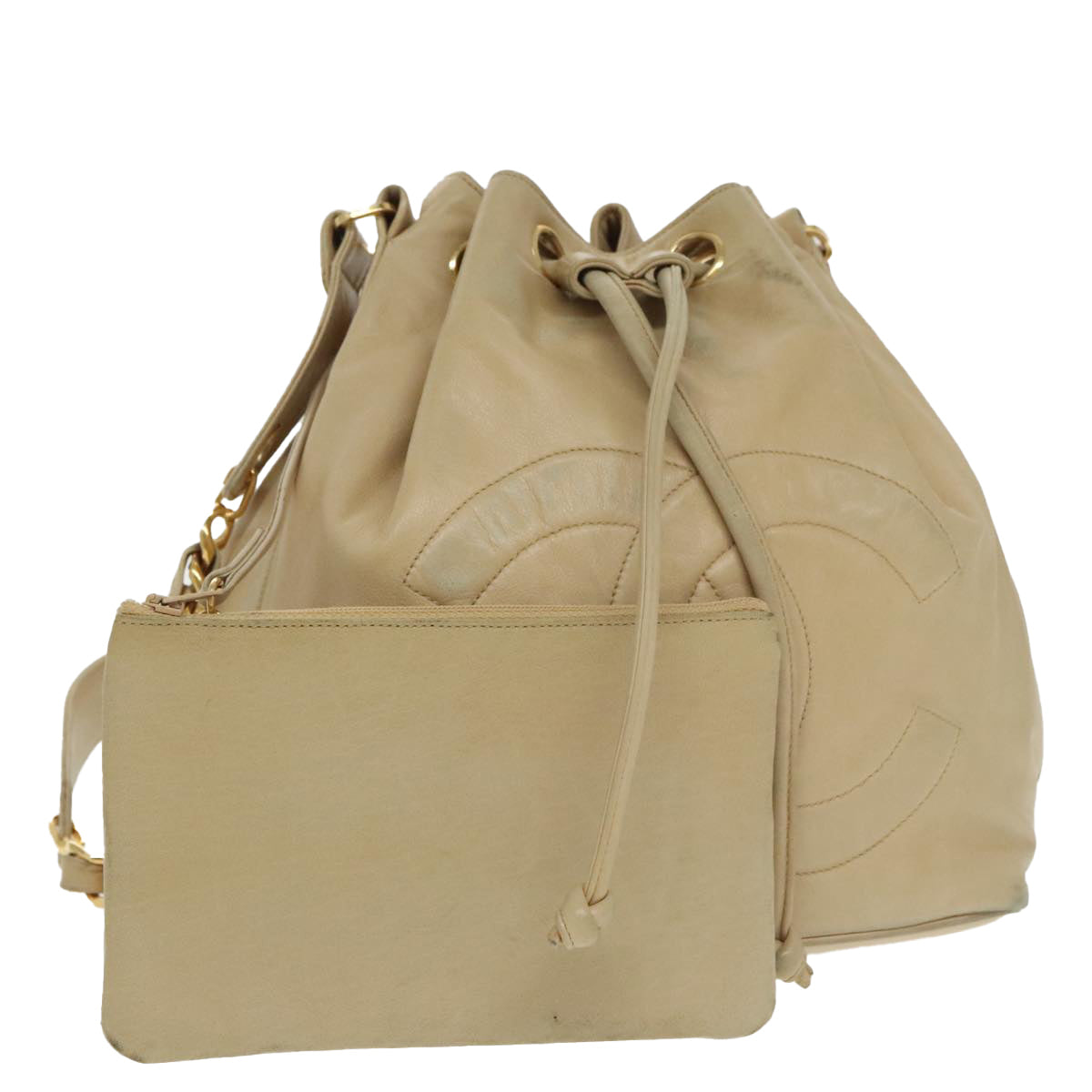 Chanel Cc, Beige, Calfskin, shoulder