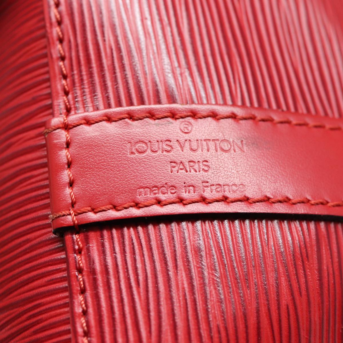 Louis Vuitton Noe, Red, Leather, shoulder