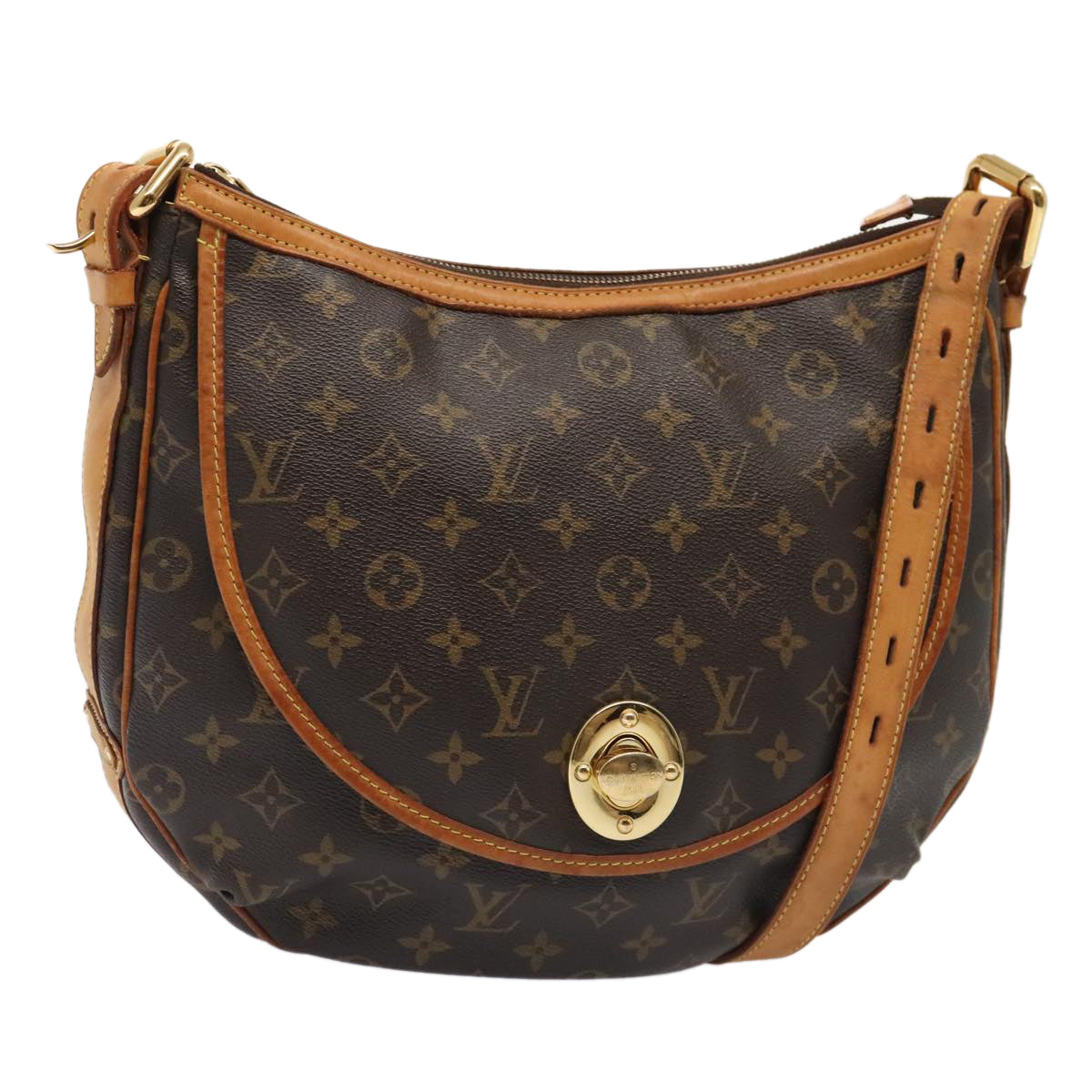 Louis Vuitton Tulum, Brown, Canvas, shoulder