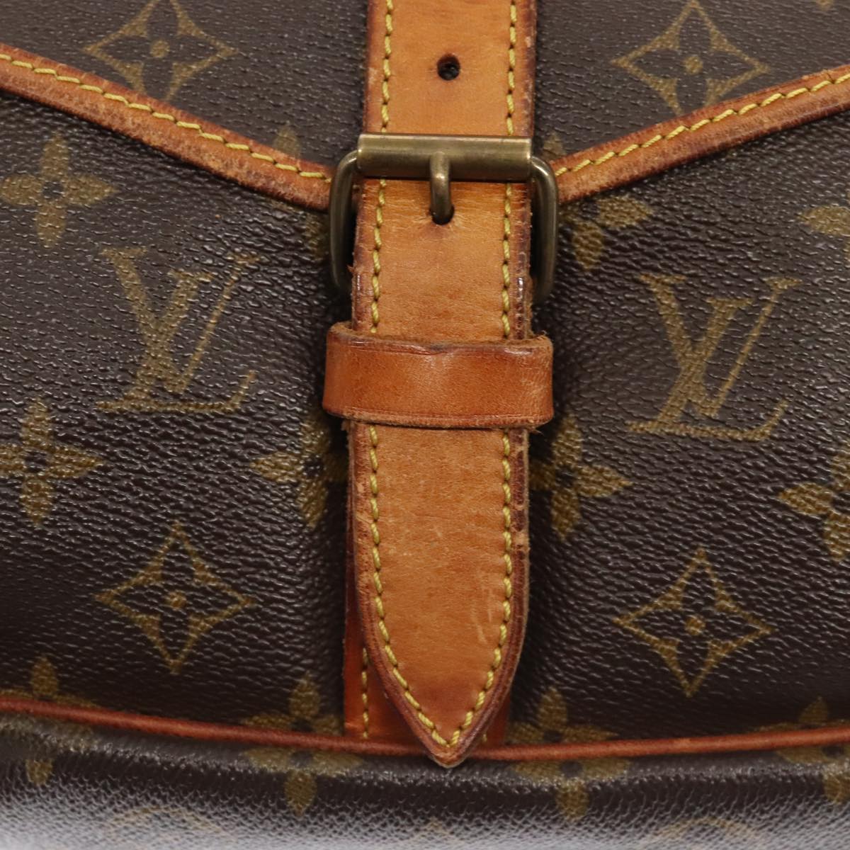 Louis Vuitton Saumur 35, Brown, Canvas, shoulder