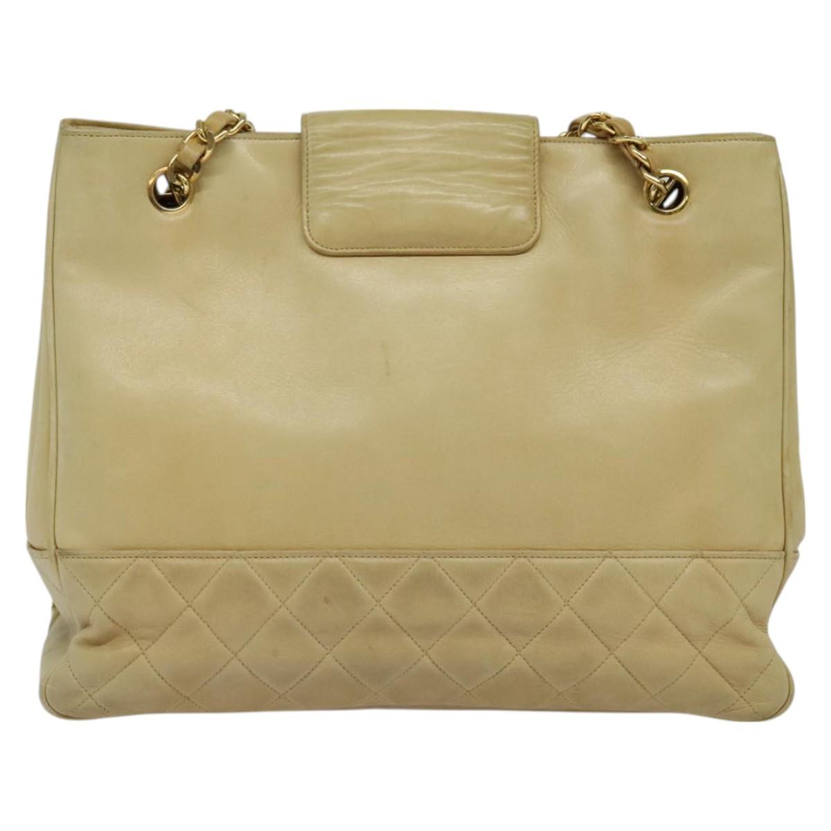 Chanel, Beige, Leather, shoulder