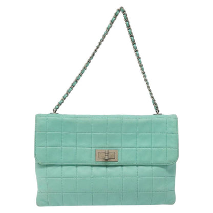 Chanel Chocolate bar, Blue, Leather, shoulder