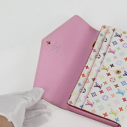 Louis Vuitton Sarah, White, Canvas, wallet
