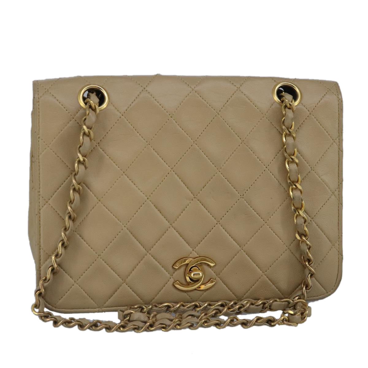 Chanel Flap bag, Beige, Leather, shoulder