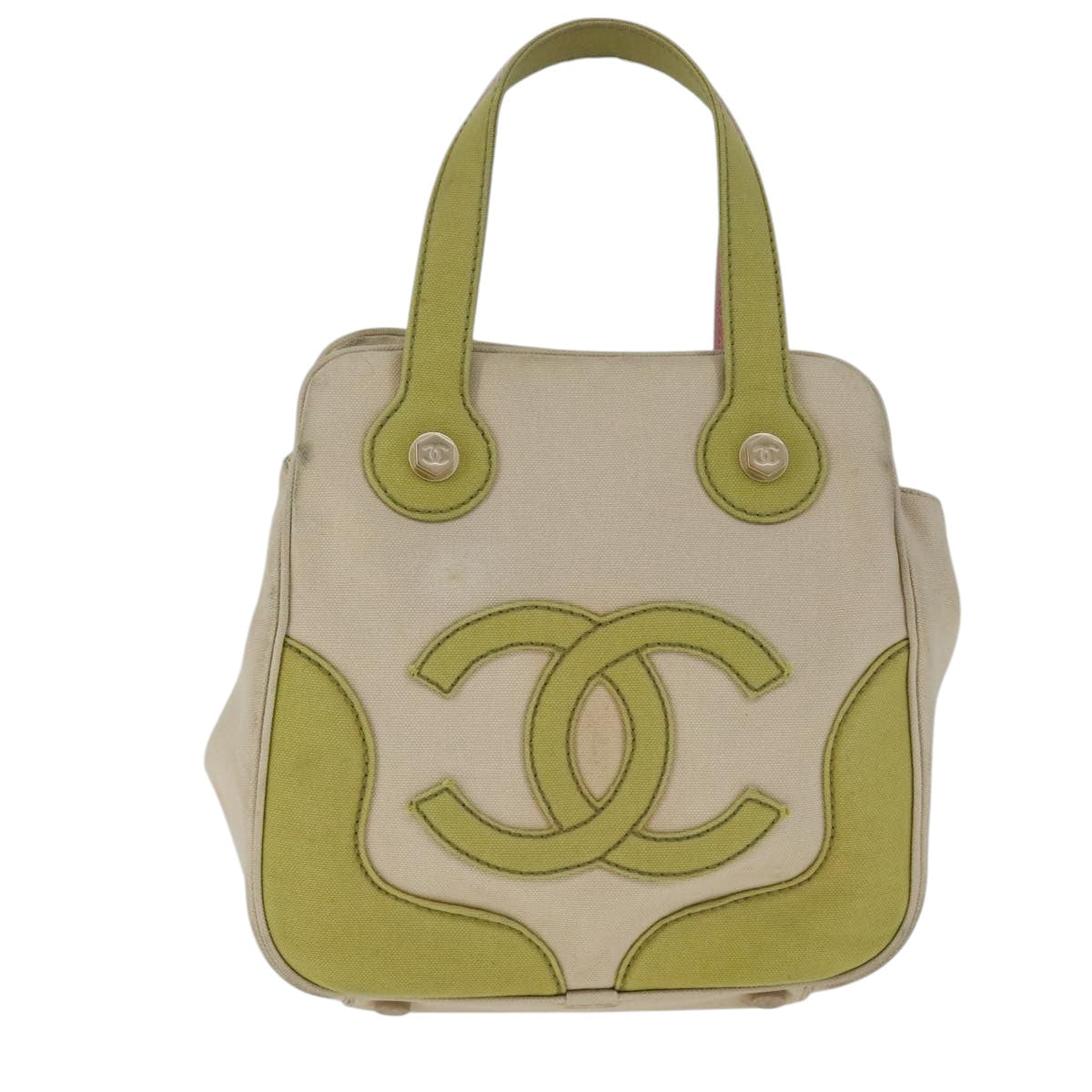 Chanel Coco Mark, Beige, Canvas, handbag