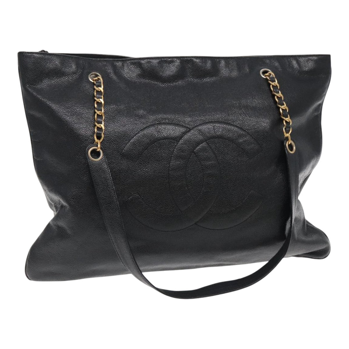 Chanel Logo CC, Black, Leather, tote