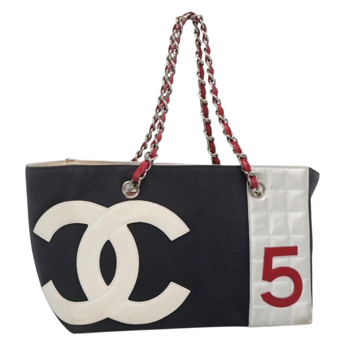 Chanel Numero 5, Navy, Canvas, shoulder