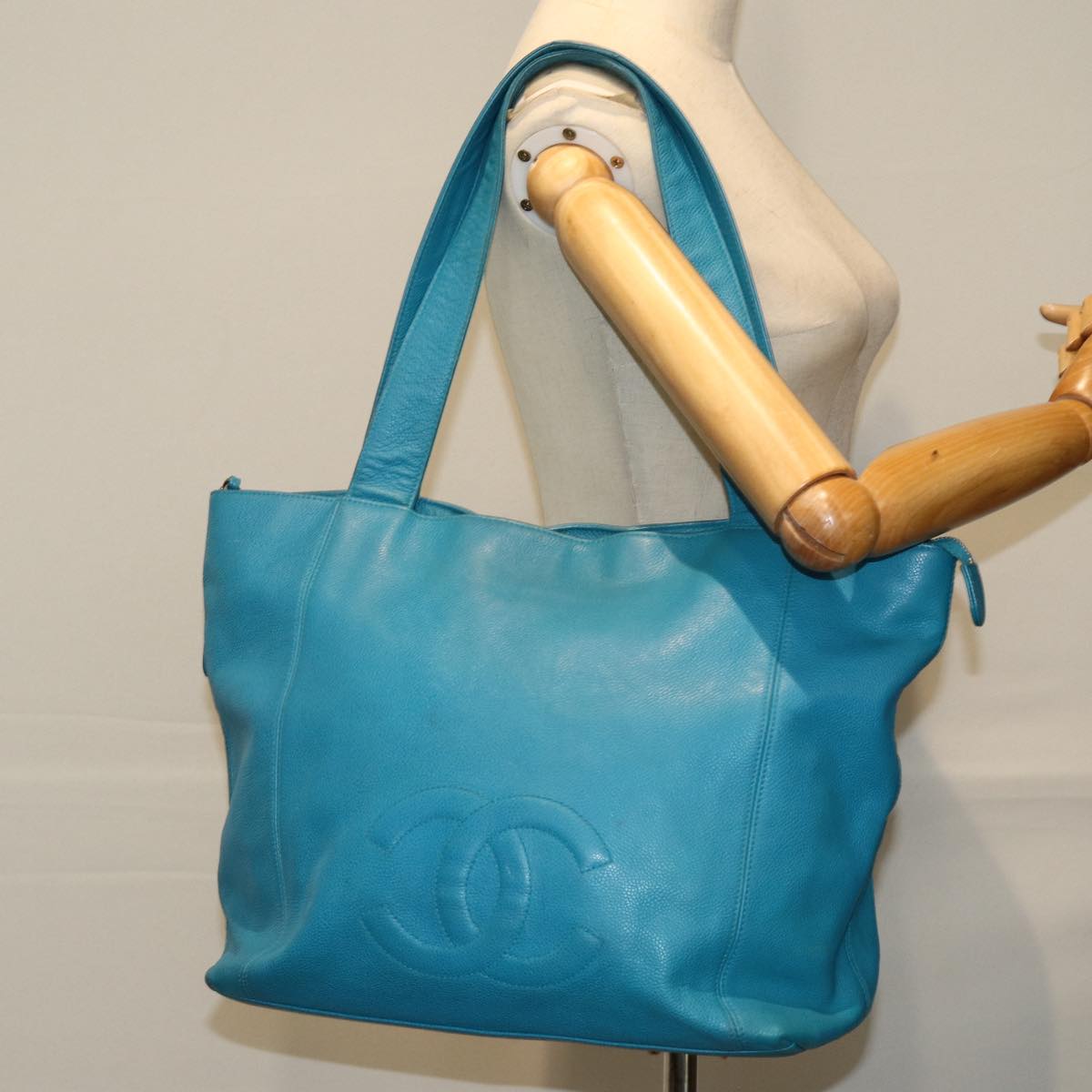 Chanel -, Blue, Leather, tote