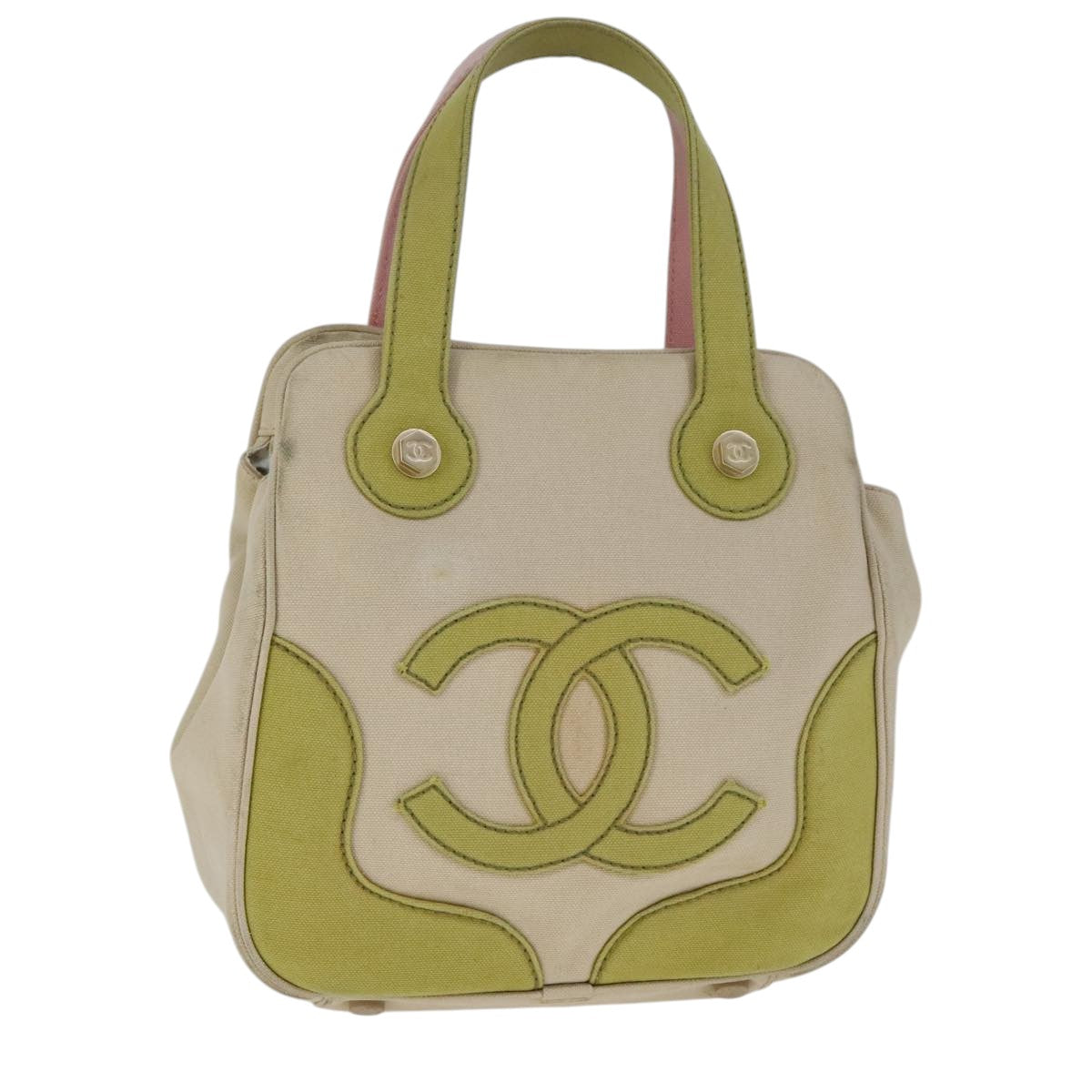 Chanel Coco Mark, Beige, Canvas, handbag