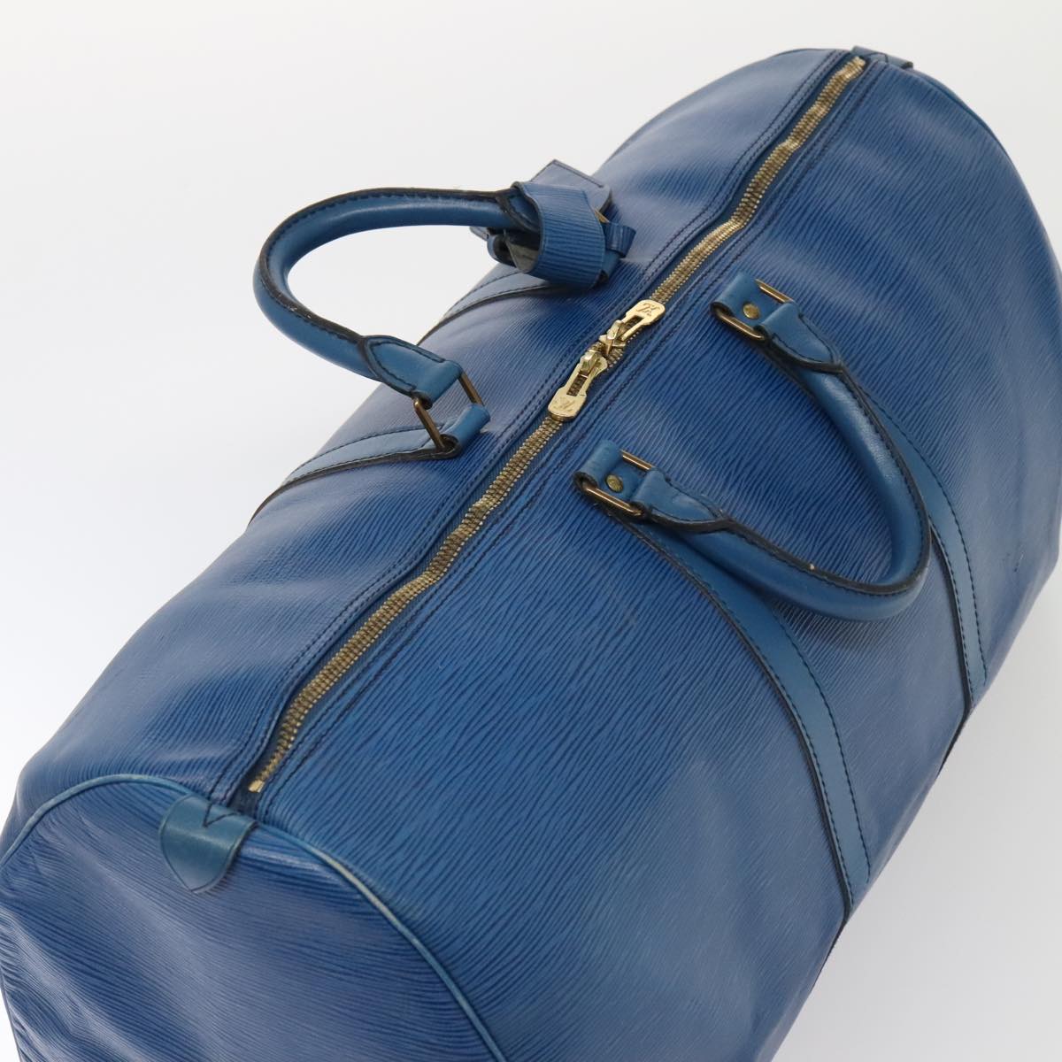 Louis Vuitton Keepall 55, Blue, Leather, travel