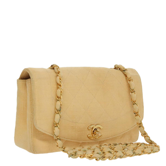 Chanel Diana, Yellow, Canvas, shoulder