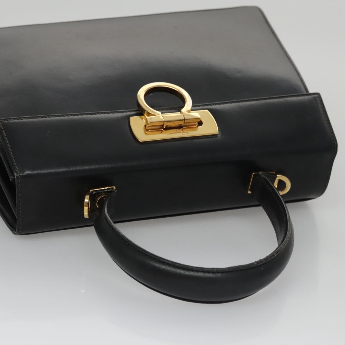 Salvatore Ferragamo Gancini, Black, Leather, handbag