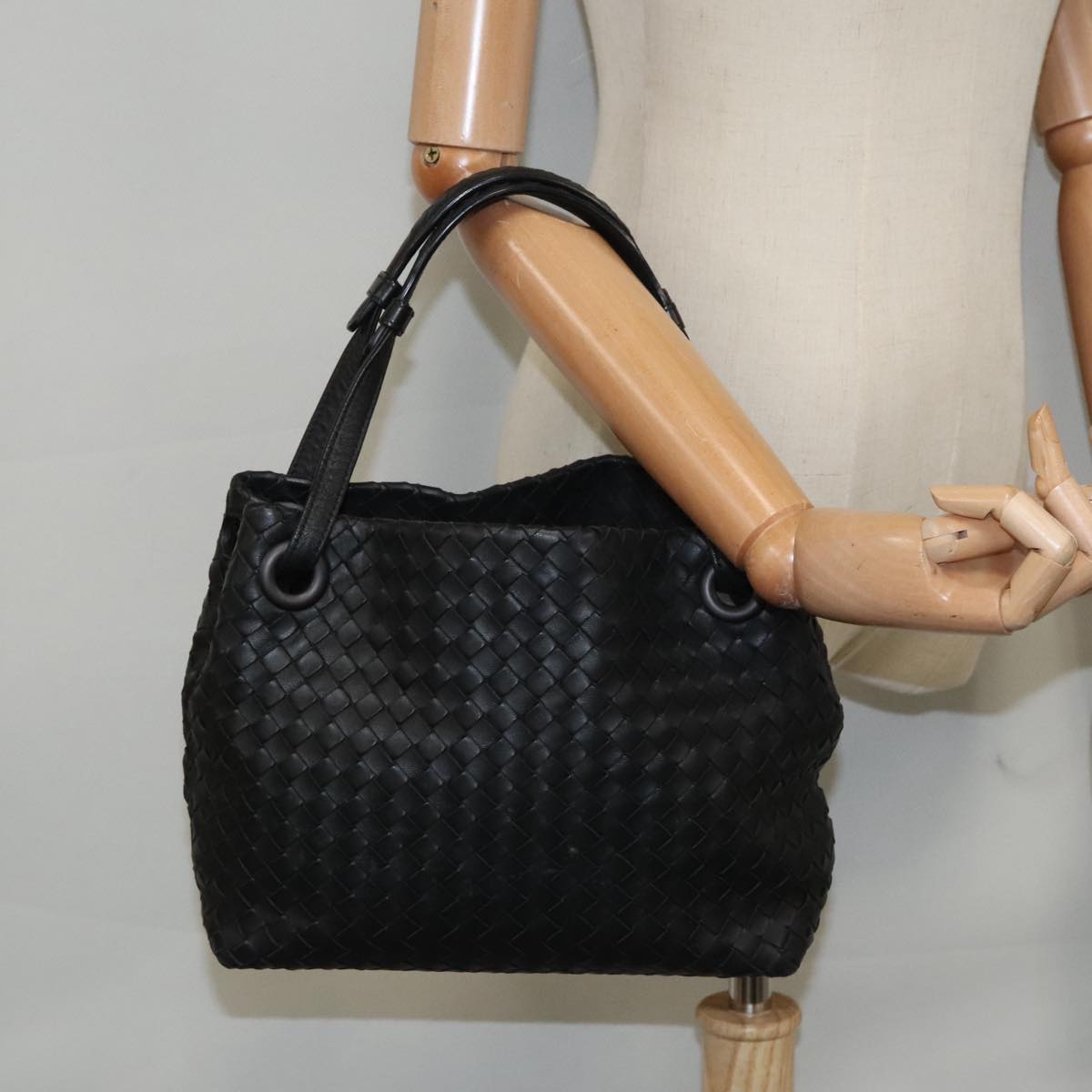 Bottega Veneta Intrecciato, Black, Leather, handbag