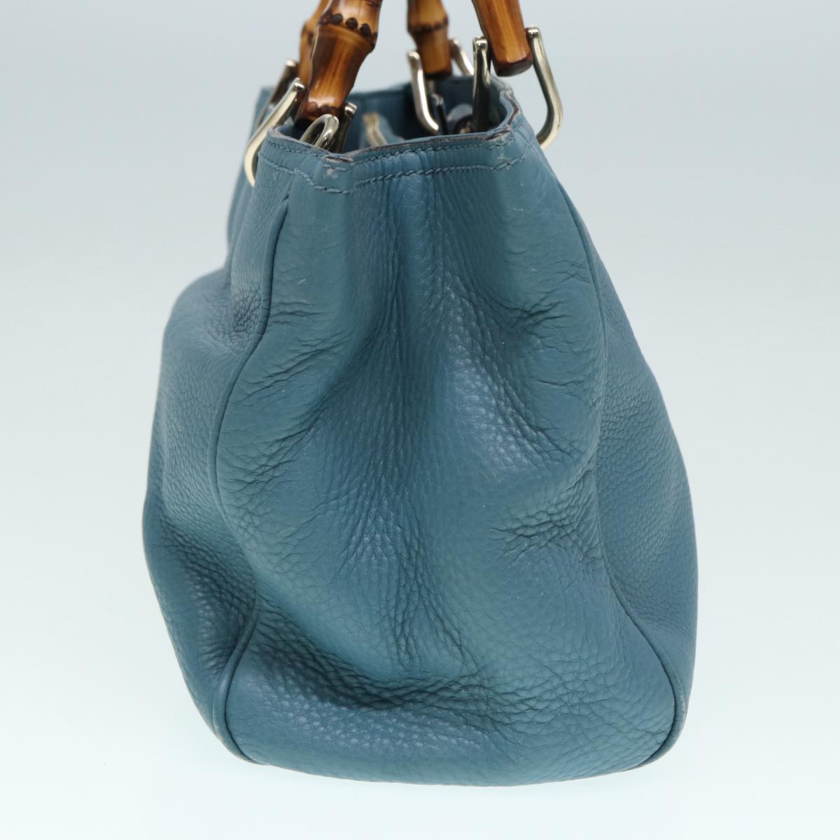 Gucci Bamboo, Blue, Leather, handbag