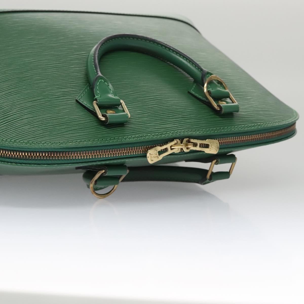 Louis Vuitton Alma, Green, Leather, handbag