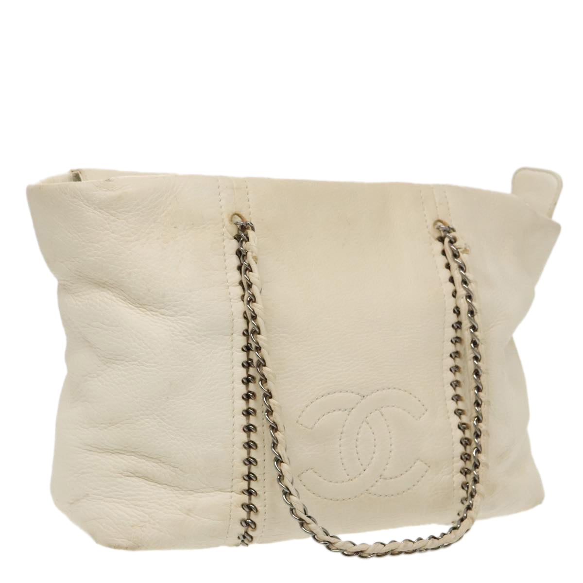 Chanel Shopping, White, Leather, tote