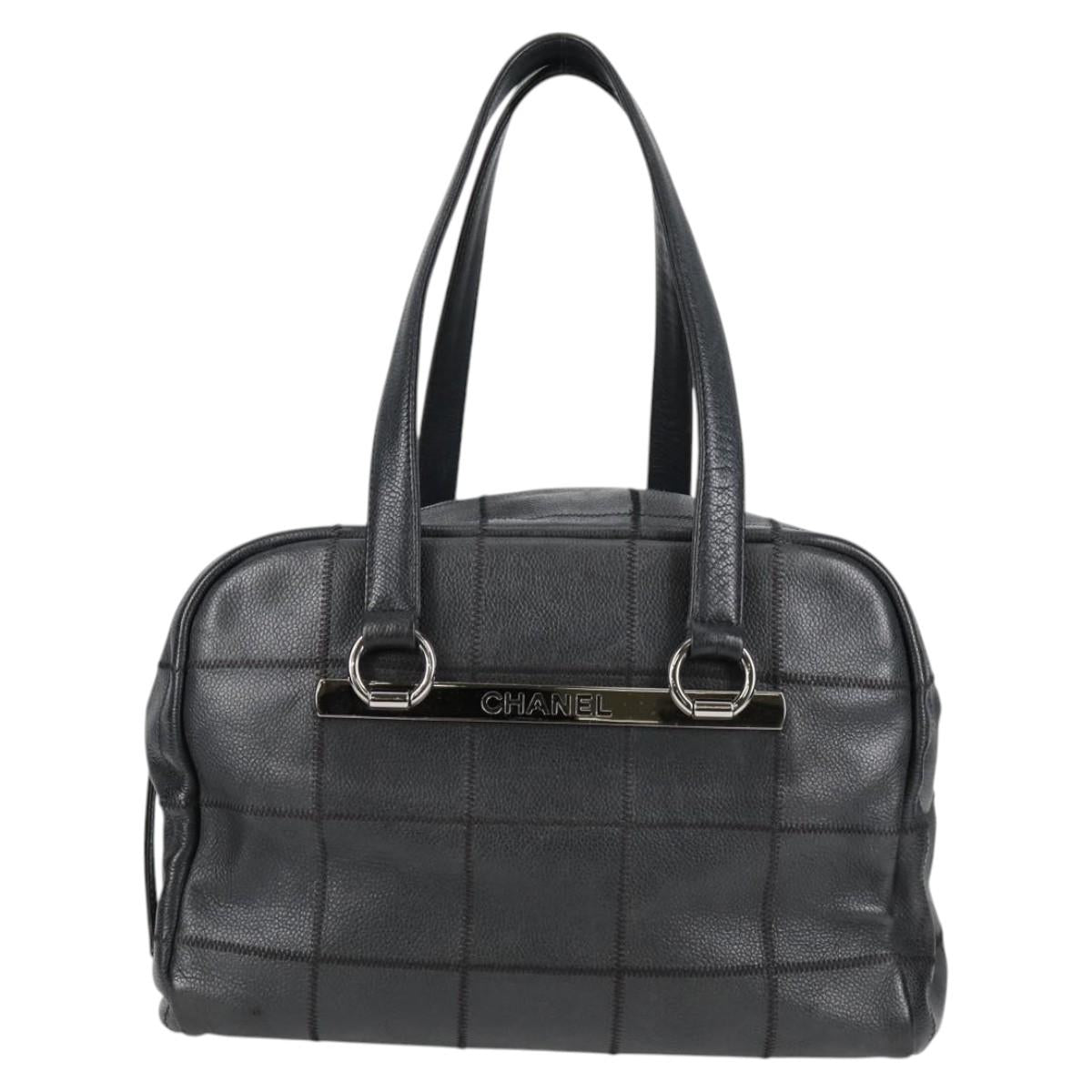 Chanel Chocolate bar, Black, Leather, handbag