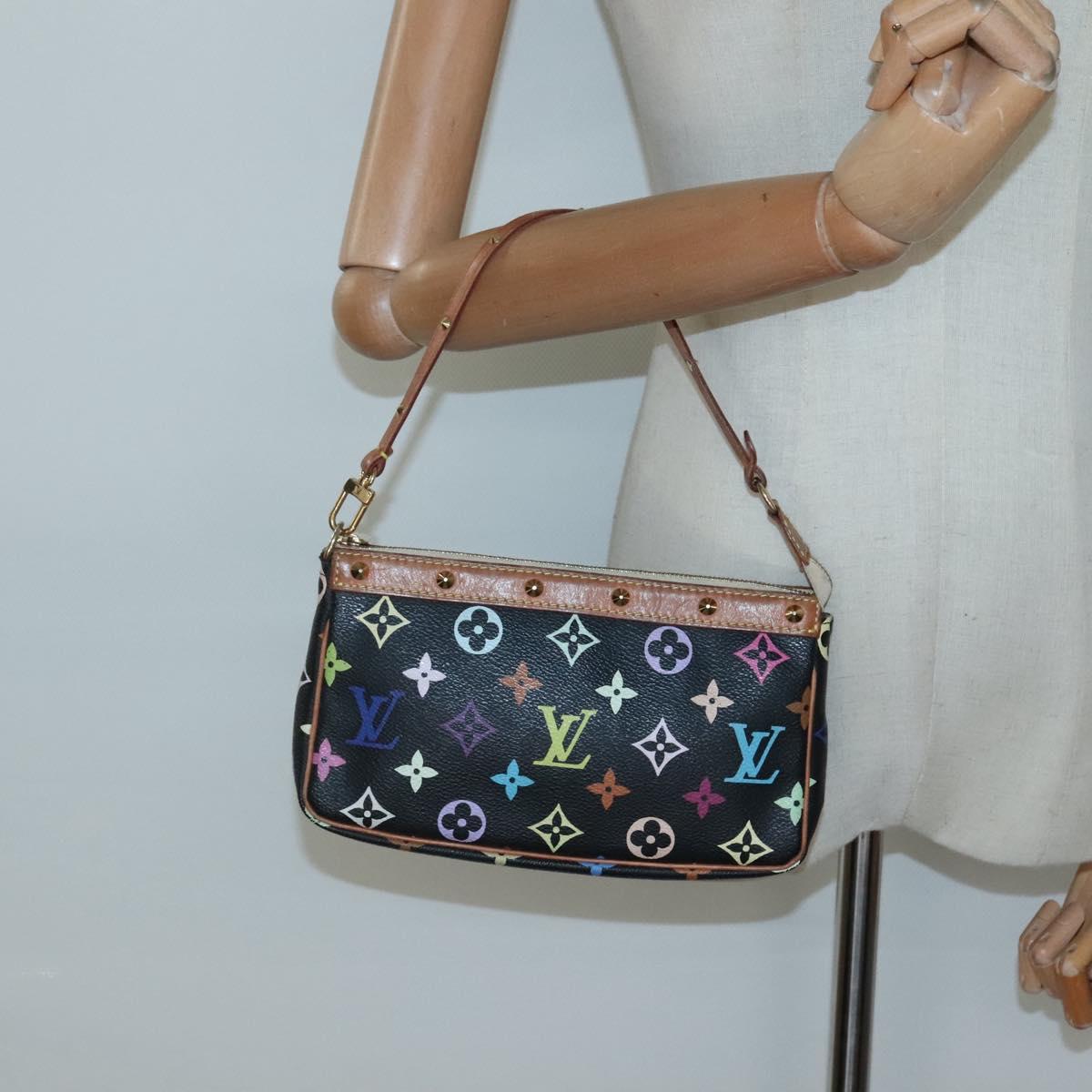 Louis Vuitton Pochette Accessoire, Black, Canvas, clutch