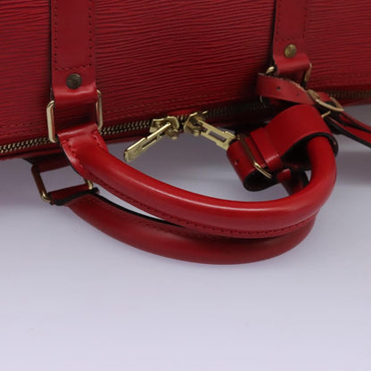 Louis Vuitton Keepall 55, Red, Leather, travel
