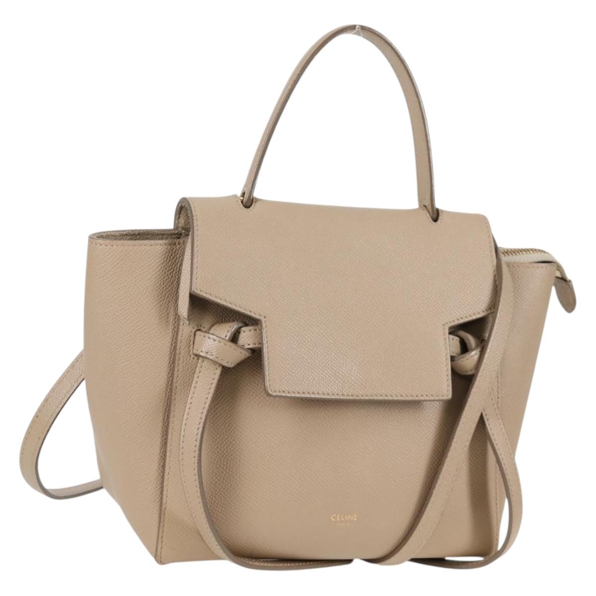 Céline Belt, Beige, Leather, handbag