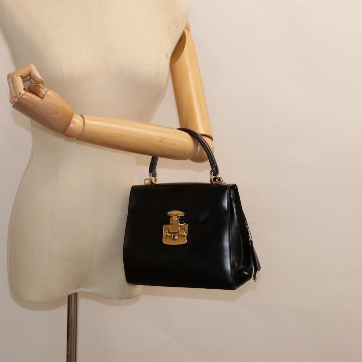 Gucci Lady Lock, Black, Leather, handbag