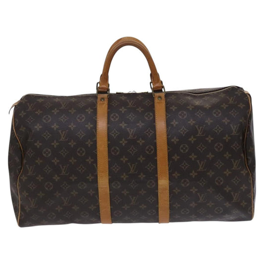 Louis Vuitton Keepall 55, Brown, Canvas, travel