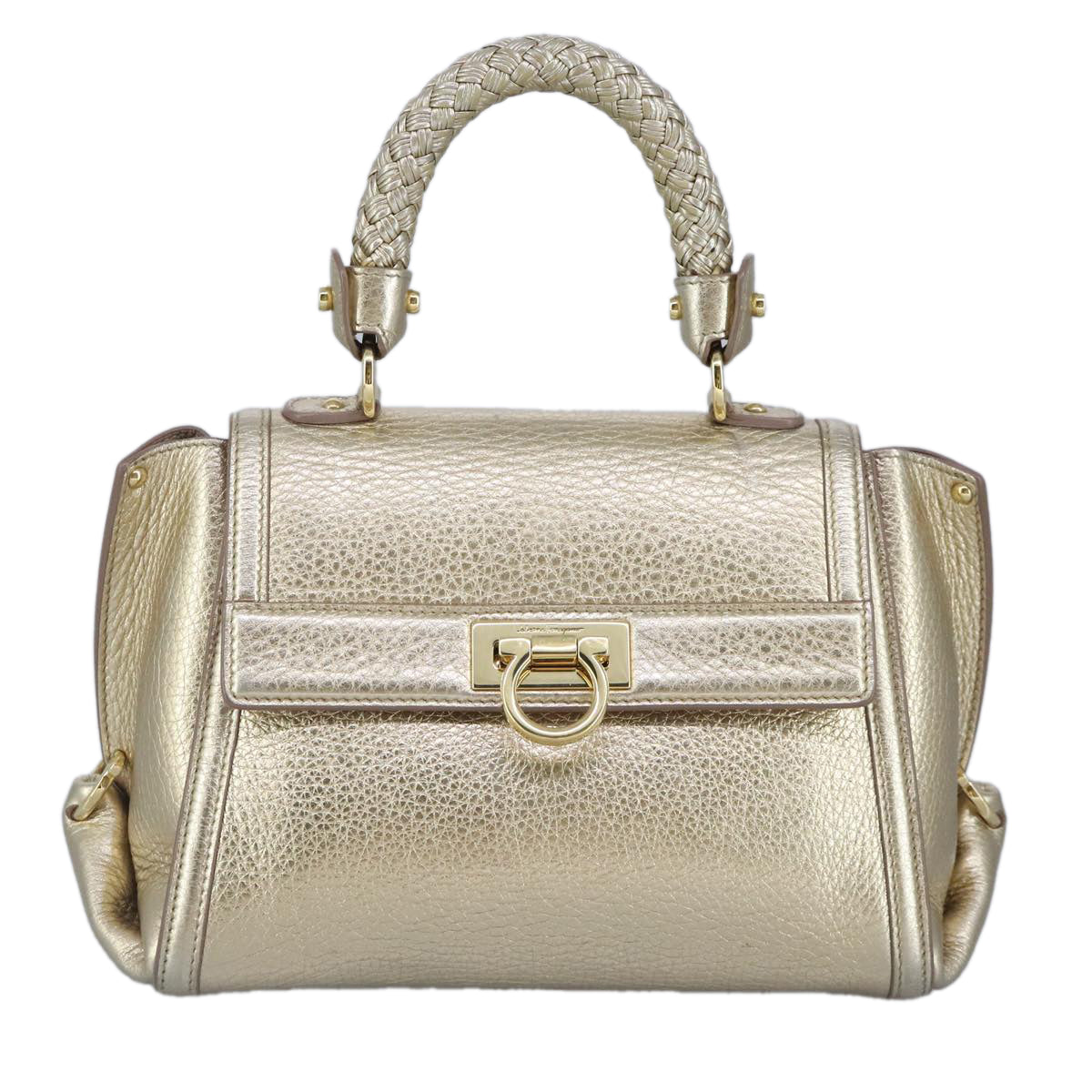 Salvatore Ferragamo Sofia, Gold, Leather, handbag