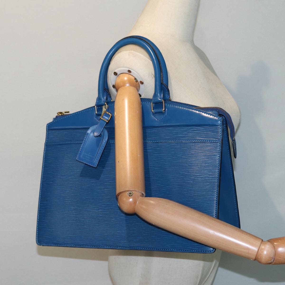 Louis Vuitton Riviera, Blue, Leather, handbag