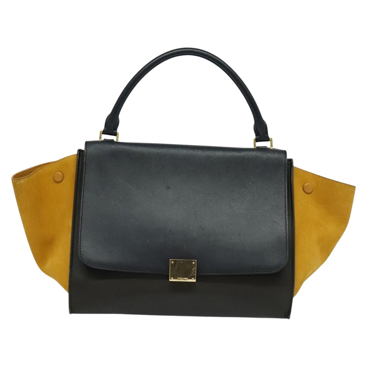 Céline Trapèze, Black, Leather, tote