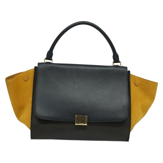 Céline Trapèze, Black, Leather, tote