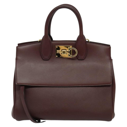 Salvatore Ferragamo Studio, Burgundy, Leather, handbag