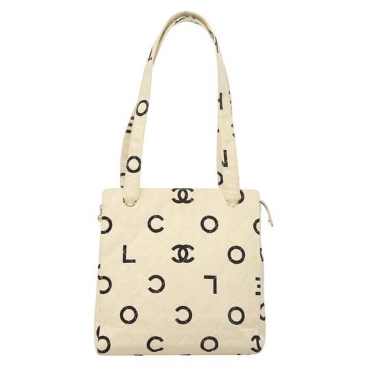 Chanel Cc, White, Canvas, tote