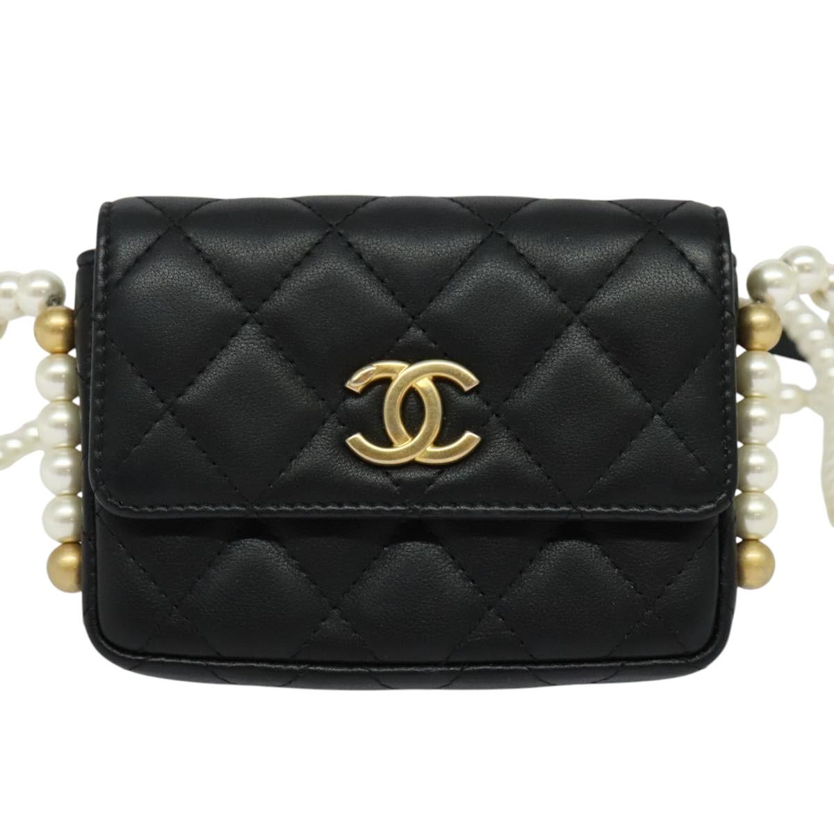 Chanel MINI FLAP BAG, Black, Leather, shoulder