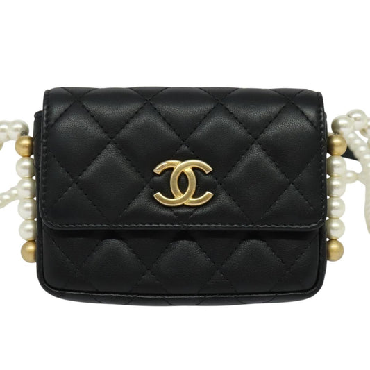 Chanel MINI FLAP BAG, Black, Leather, shoulder