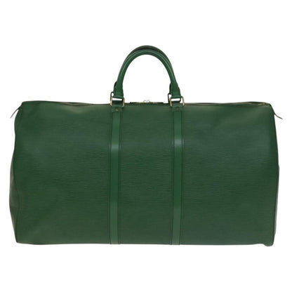 Louis Vuitton Keepall 55, Green, Leather, travel
