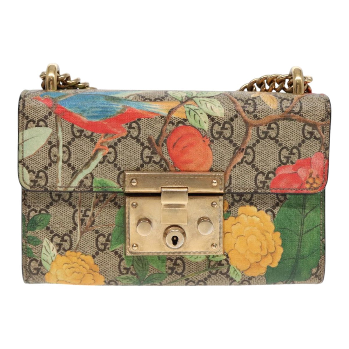 Gucci Padlock, Beige, Canvas, shoulder