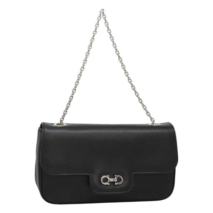 Salvatore Ferragamo Gancini, Black, Leather, shoulder
