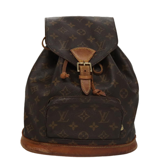 Louis Vuitton Montsouris MM, Brown, Canvas, backpack