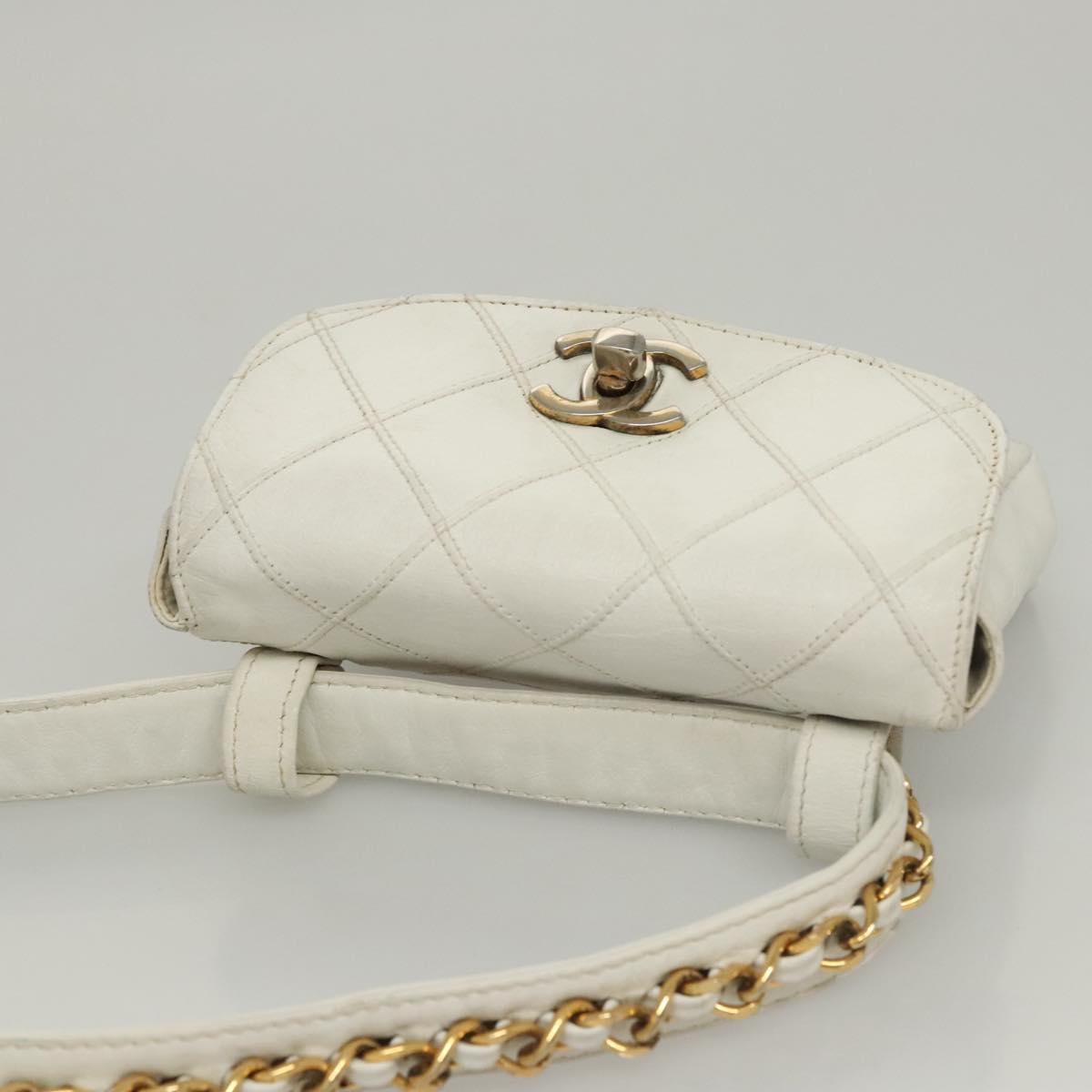 Chanel Cc, White, Leather, shoulder