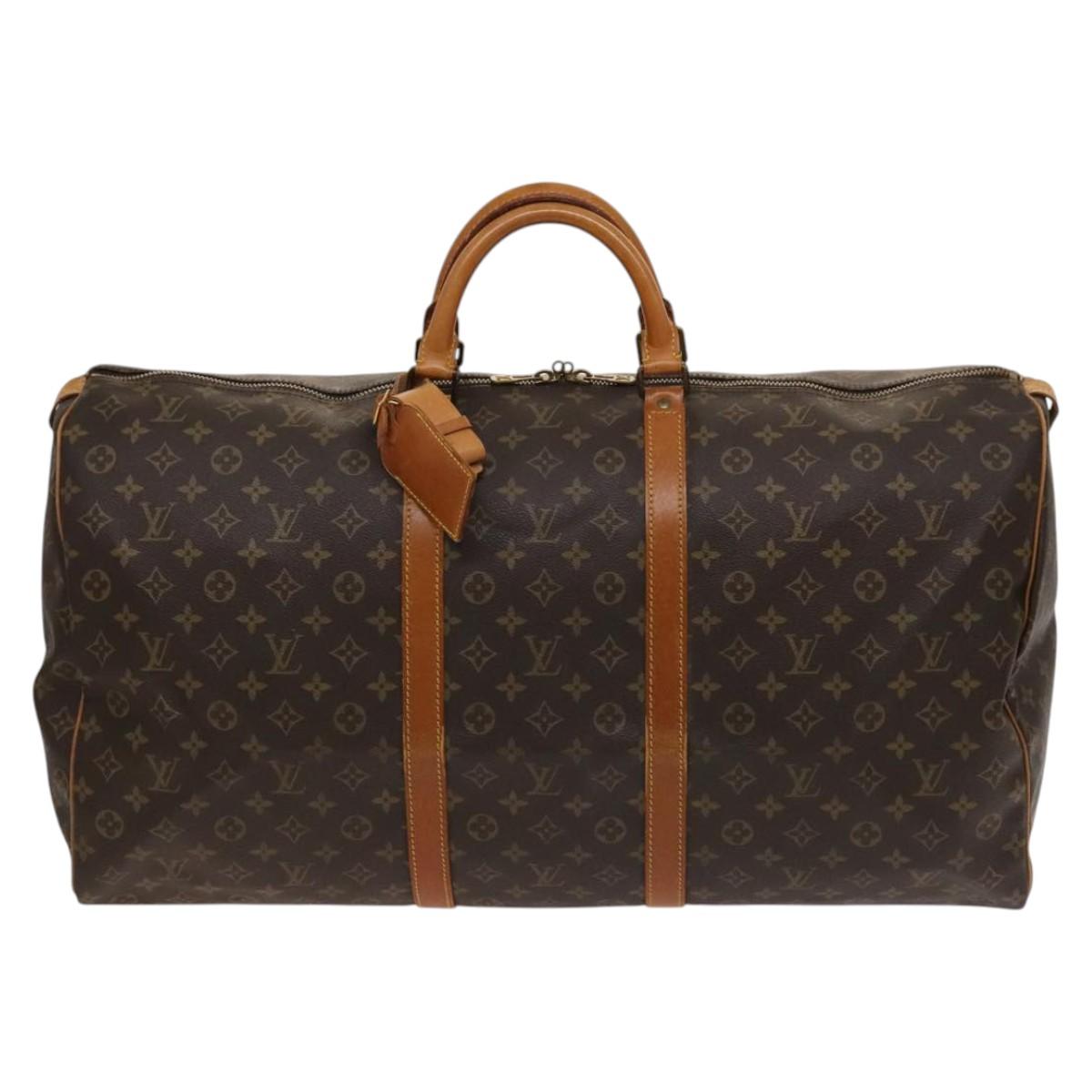 Louis Vuitton Keepall 60, Brown, Canvas, travel