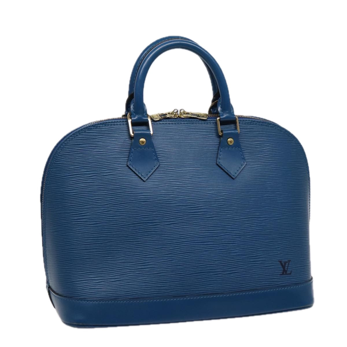 Louis Vuitton Alma, Blue, Leather, handbag