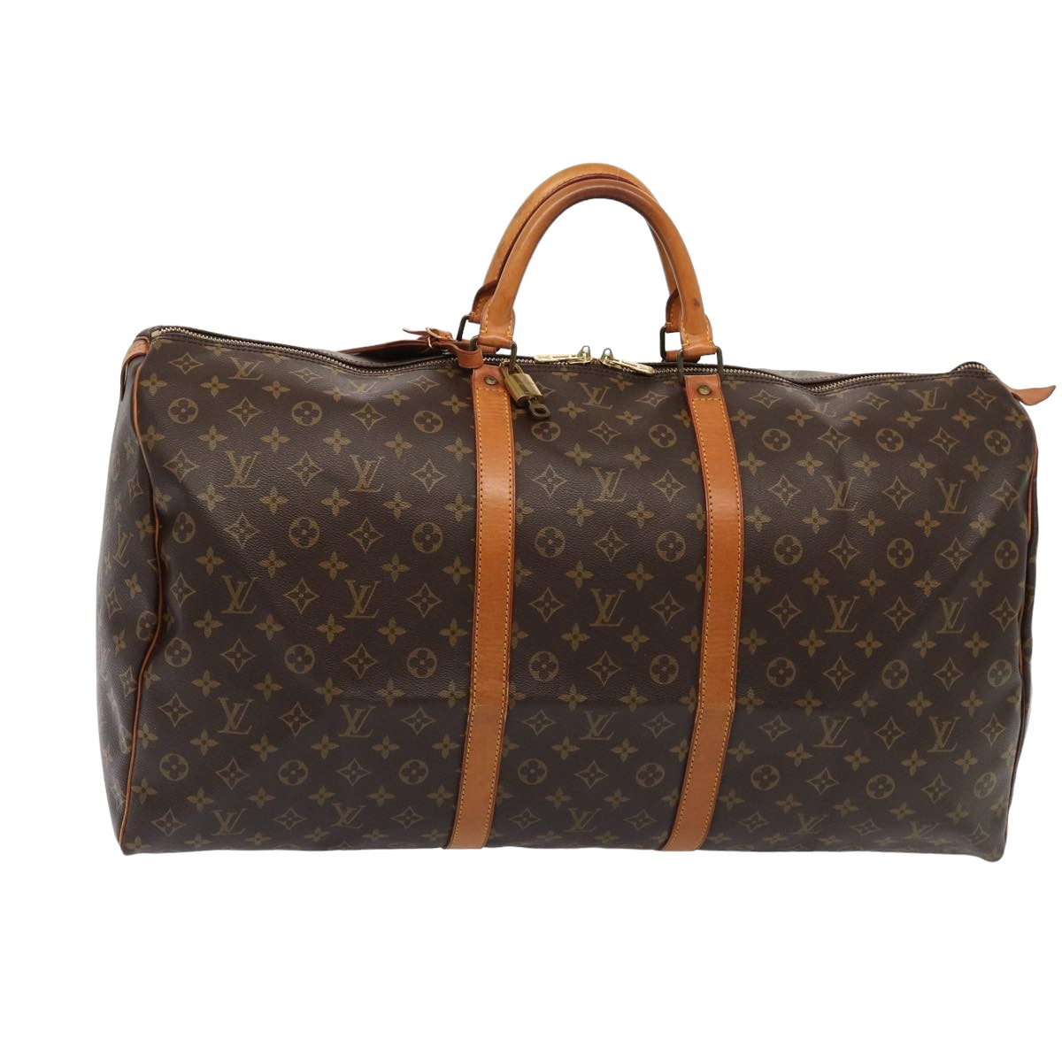 Louis Vuitton Keepall 60, Brown, Canvas, travel