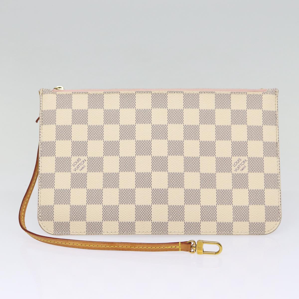 Louis Vuitton Neverfull MM, White, Canvas, tote