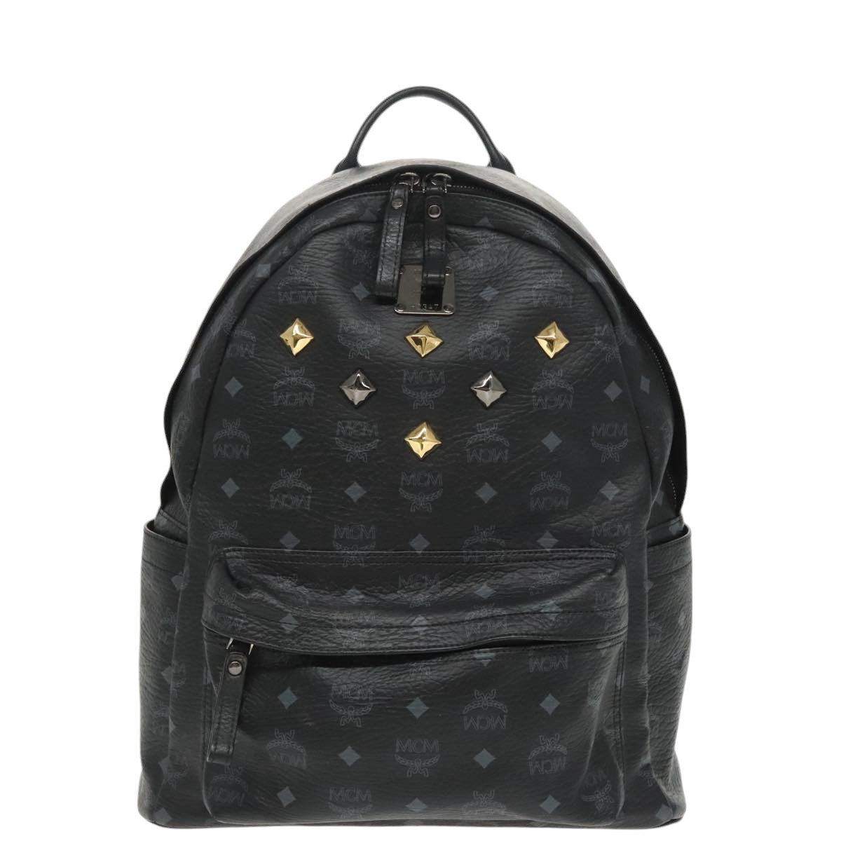 MCM Visetos, Black, Canvas, backpack