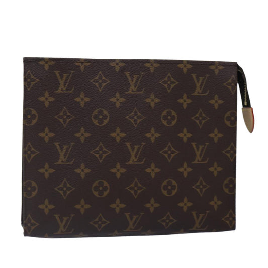 Louis Vuitton Poche Toilette, Brown, Canvas, clutch