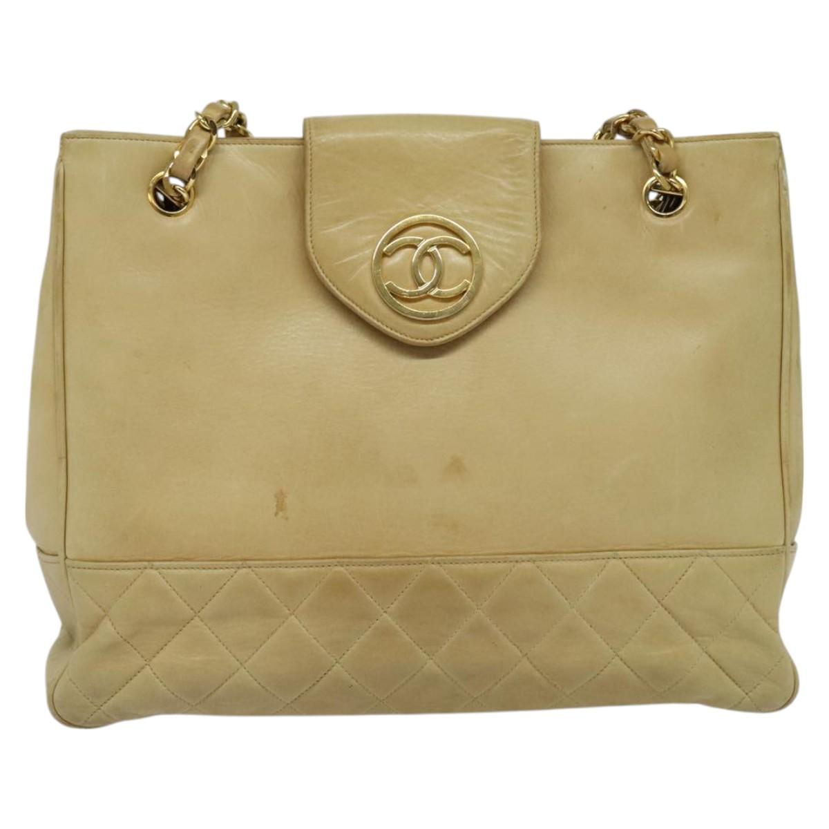 Chanel, Beige, Leather, shoulder